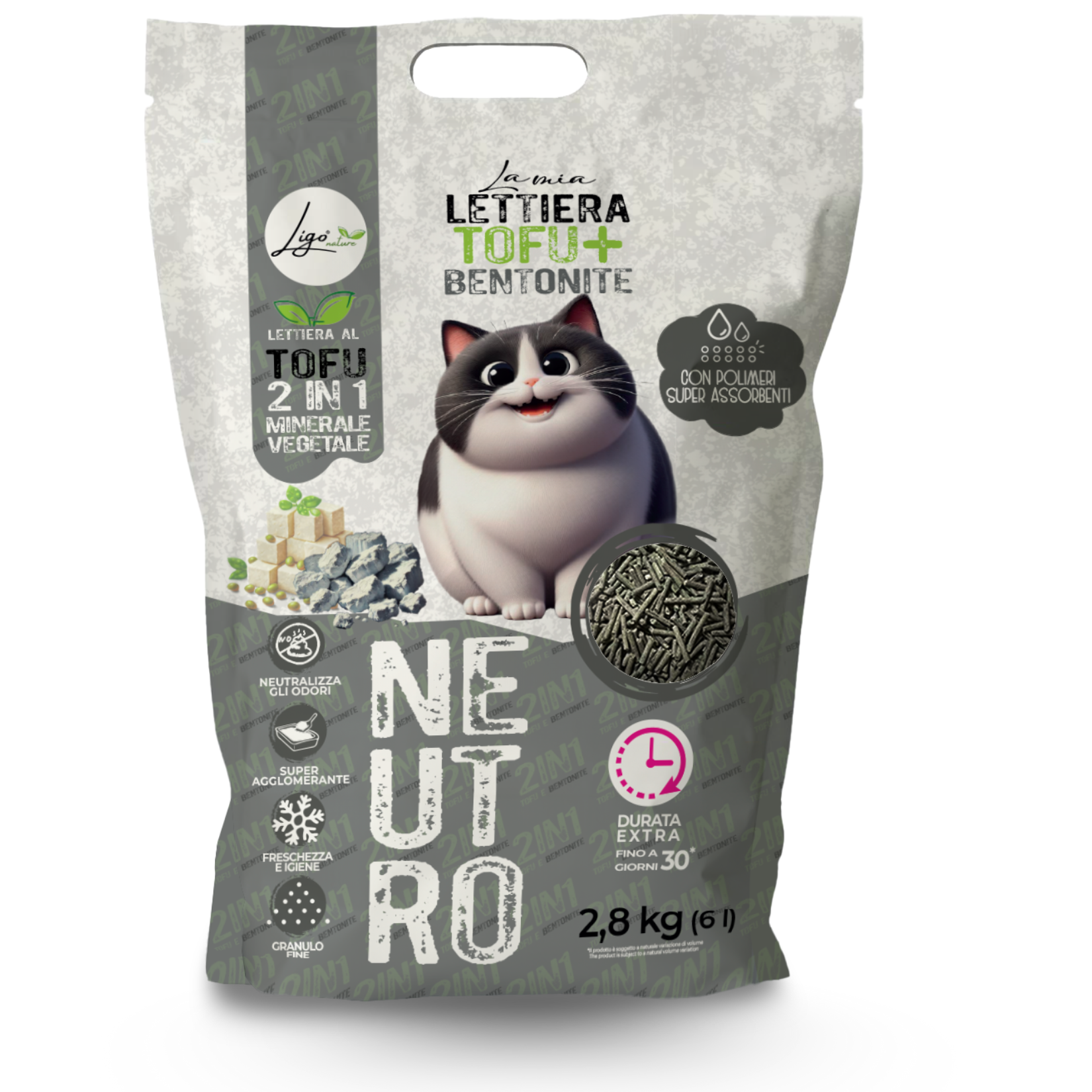 Lettiera Minerale e vegetale 2 in 1 (Tofu + Bentonite) 6l
